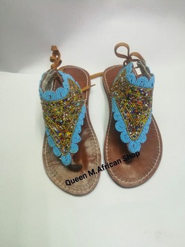 African Women Maasai Blue sandals
