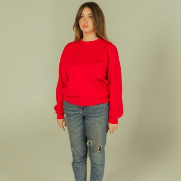 Sweat-shirt Rouge Loose Fit Gris Unisexe affirmations "I'm Proud Of You" à Col Rond, Détails En Wax