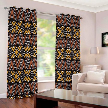 Mudcloth Tribal Pattern Curtains Blackout Grommet Style (Two-Piece)(LARGER SIZES AVAILABLE)
