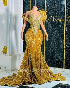 Long embellished sequin prom dress , formal graduation dress, evening gowns