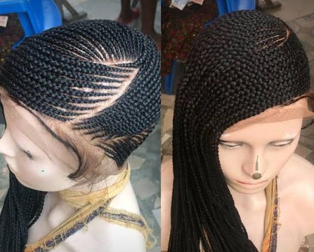 Perruque tressée sur le côté Aanu Ghana, frontale très légère, facile à porter, style africain