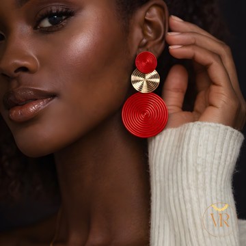 Boucles d'Oreilles Spiral Chic – Rouge &amp; Or