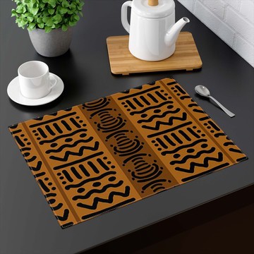 (TWO PIECES) African Tabletop Placemat Traditional Kuba Pattern (MORE SIZES AVAILABLE)