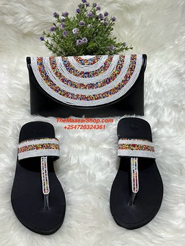KENYAN BEADED CLUTCH BAG AND SANDALS SET