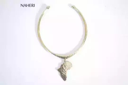 African map brass metal neck piece