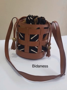 All leather Bogolan tote bag