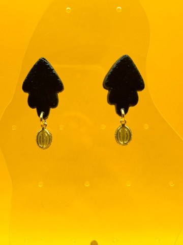 FANCY24-19 : Clous d'oreille pendantes avec pendentif doré