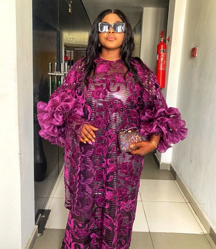 Titi Luxury African Woman Lace Ruffle Sleeves Long Dress/Weddings/Special occasions