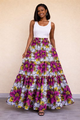 jupe taille haute en wax