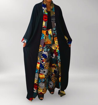 African Print Ankara Tribal Print Maxi Cardigan and Matching Pant Set