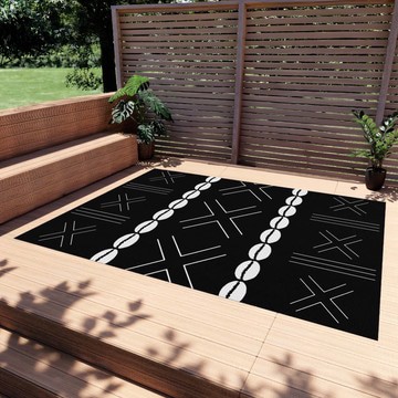 Black Colorful Rug Outdoor Cowrie Shell Carpet (LARGER SIZES AVAILABLE)
