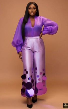 Organza Blouse &amp; Circle Trim Trouser