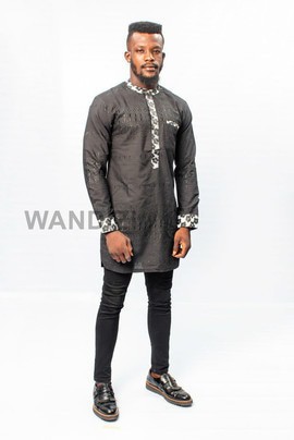 Black Dress Shirt with leopard print, Mens Dress Shirt, Mens Clothing, Mens Wear