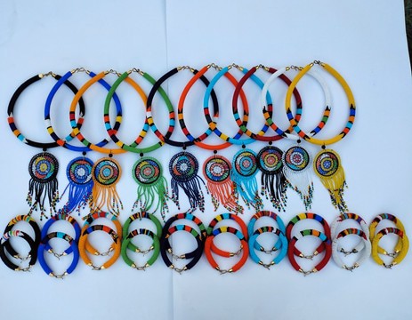 10 beaded necklaces plus matching bracelets,  female beaded jewelry set, wholesale necklaces