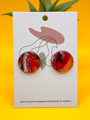 JOK24-09 : Clous d'oreille rouge et orange
