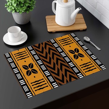 (TWO PIECES) Tabletop Placemat African Cowrie Zigzag Pattern(MORE SIZES AVAILABLE)