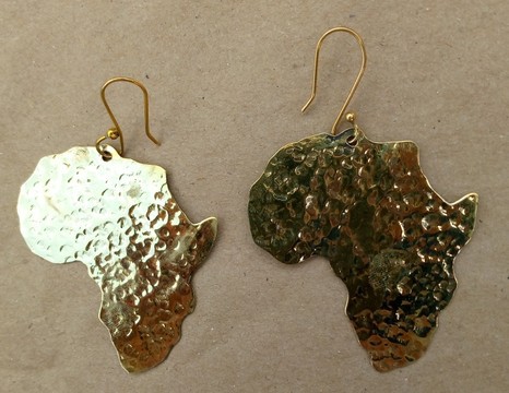 African earrings/ women jewelry/ hammered African map earrings