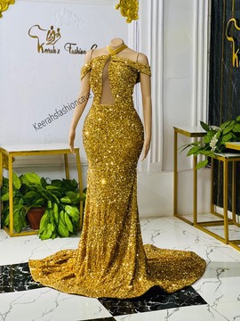 Long a line sequin evening dress, homecoming dress, wedding reception dress, prom gowns