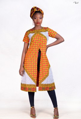 African Style Long Top with front slit, Ankara long top with slit, african midi dress,ankara gown
