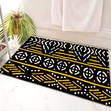 Chic African Inspire Bath Mat Bogolan Tribal Bathroom Rug (LARGER SIZES AVAILABLE)