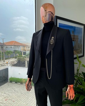 A Charcoal Black shawl lapel Suit