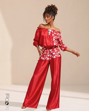 Magnifique Ensemble pantalon large et son top bardot