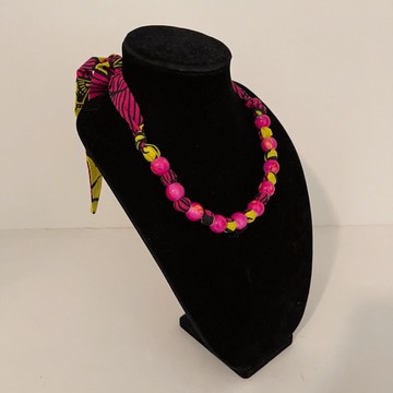 African Print Ankara Handmade Layered Necklace, Earring, and Bracelet Jewelry Set
