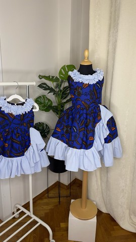 Robe Amara en tissu africain pour fille, Robe en wax africain pour petite fille