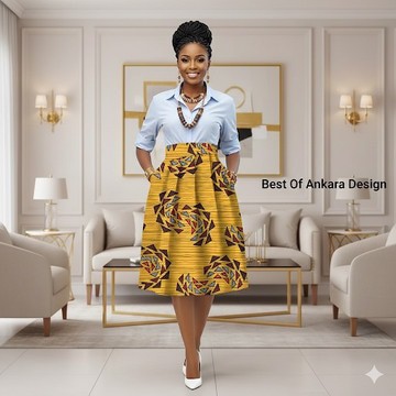 Elegant Ankara Midi Skirt – Classic African Print, Office-to-Event Chic