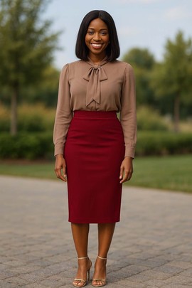Pencil Midi Skirts Maroon Red – Timeless Sophistication