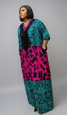 Maxi Dress with Traditional Patterns