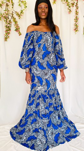 Wax mermaid dress - Wax evening dress - Blue wax wedding dress