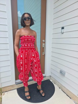 African Print Strapless Jumpsuit, Ankara Harem Jumpsuit With Pockets