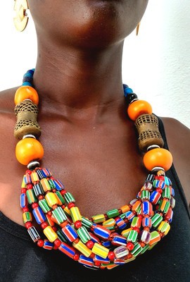 Tribal necklace Bronze African perle