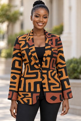 Robe midi à col en V et manches courtes pour femme en imprimé africain | Robe midi en imprimé africain | Bynelo