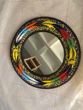 Beaded wall hanging mirror/ unique bead art decor/ home decoration/ interior staging and styling