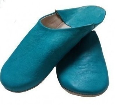 Chaussons en cuir véritable Bleu pour femmes