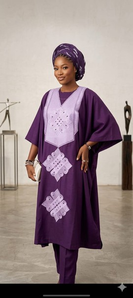 Classic Agbada with kaftan and trouser for female