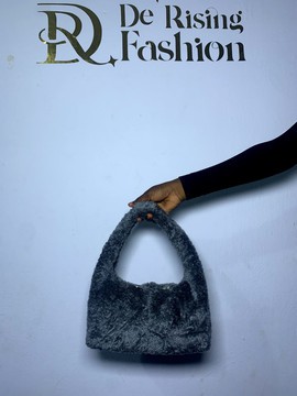 Grey Faux Fur Handbag for Trendy Outfits