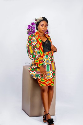 Kente women two piece jacket and skirt, african wax print dress set, african women Jacket and skirt.