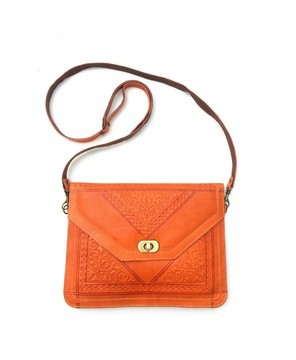 Orange genuine leather wallet