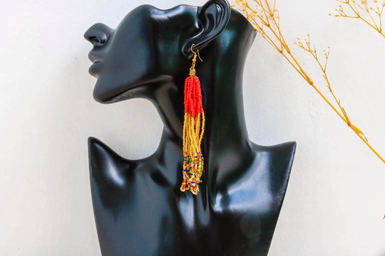 Boucles d’oreilles perlées africaines, boucles d’oreilles Beaded Fringe, boucles d’oreilles élégantes, boucles d’oreilles tribales, boucles d’oreilles Boho