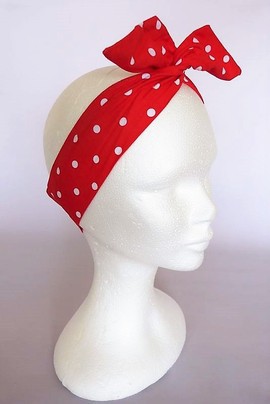 RETRO HEADBAND n°11 - "RED WITH POTS" Rigid Headband Turban Woman Child Girl Baby Vintage Pinup