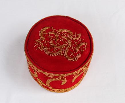 Velvet Stoned Crown Wedding Hat, Traditional Beaded Cap, African Mens Hat, African Wedding Hat