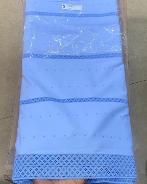 Dentelle polie de luxe bleue, tissus pour hommes (6 yards)