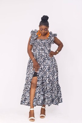 Ankara smoking and ruffled sleeves Gown| Ankara Gown | Gifts For Her| Ankara Fabric