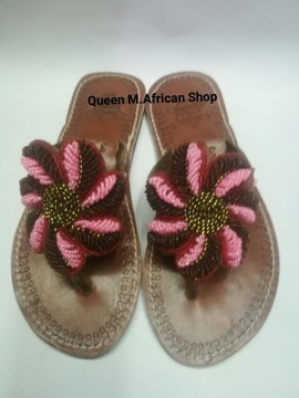 African Women Maasai Star Pink sandals
