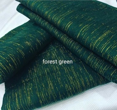 Plain Green Ashanti Bonwire Kente with Gold shimmer-Hand woven
