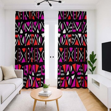Mudcloth Colorful Blackout Curtains Pink (Two-Piece) LARGER SIZES AVAILABLE