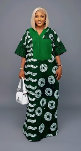 Elegant Women's Green African Print Kaftan – Stylish